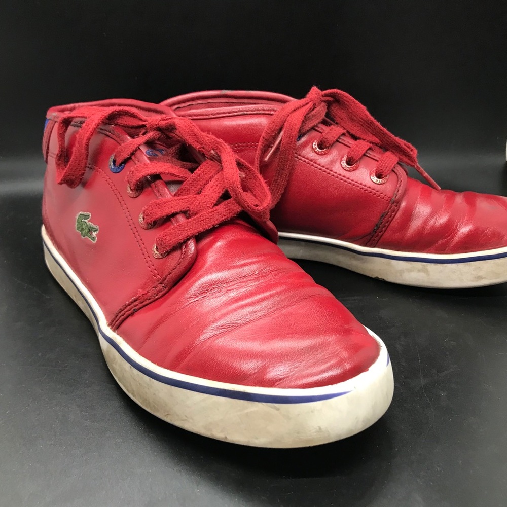 Lacoste red high top sneakers